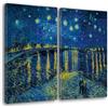 Giallobus - Quadri Grande Formato XXL - Vincent Van Gogh - Artisti Famosi - Notte Stellata sul Rodano - Tela Canvas - 204x140cm | 2pcs. x 100x140cm - Pronto da Appendere - Quadri Moderni per la casa
