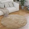 Paco Home Tappeto Salotto Pelo Corto Rotondo Moderno Morbido Lavabile Monocolore, Dimensione:Ø 120 cm tondo, Colore:Beige 2