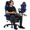 Avilia Poltrona Gaming Reclinabile in Pelle, Sedia Ergonomica da Ufficio e Scrivania con Poggiapiedi Retrattile, Cuscino Lombare e Poggiatesta, Schienale 90-135°, 114-124 cm, 5 Ruote 360°, 150 kg