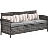 Outsunny Divanetto da Esterno 3 Posti in Rattan PE, Divano da Esterno con Cuscini Imbottiti e Removibili, per Terrazzo, Patio e Giardino, 173x68x78 cm, Grigio