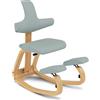 Varier Thatsit Marrone/Verde Chiaro Sedia ergonomica al ginocchio regolabile in altezza con schienale e telaio in legno di faggio per seduta attiva - 10 anni di garanzia di qualità