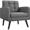 Yaheetech Poltrona Lounge da Salotto Imbottita con Braccioli e Schienale Gambe in Legno Stile Moderno da Lettura/Riposo/Lavoro/Bar Grigio Scuro/Tessuto