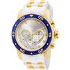 Invicta Orologio analogico al quarzo da uomo con cinturino in silicone in acciaio inossidabile 20293, Argento, Subacqueo,Cronografo