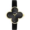 Oozoo Timepieces C11520 - Orologio da donna in oro con cinturino in pelle, orologio moderno da donna, elegante, analogico, a forma di quadrifoglio, 32 x 32 mm, Nero (G)
