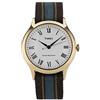 Timex Orologio al quarzo WHITNEY AVENUE quadrante in acciaio 35 MM case colore oro - quadrante bianco cinturino in tessuto Slavato Marrone-Giallo-Turchese 18 MM resistente all'acqua fino a 50 M di pro