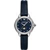 Emporio Armani Orologio Analogico al Quarzo Donna con Cinturino in Pelle AR11629, Nero Fumo, 32 mm, Argento e blu