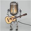 Qklovni Retro Style Microphone Robot Lamp Holding Guitare Vintage | Robot Desk Lamp with LED | Creative Steampunk lamp for Bedrooms, Bar, Restaurant