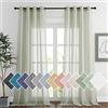 PONY DANCE Tende per Salotto con Anelli Tende con Aspetto Lino per Camera da Letto Curtains Semitrasparenti per Soggiorno Moderne 2 Pezzi 140x220 CM, Verde Grigiastro