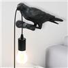 Elinkume Lampada da parete per interni, simpatica lampada da parete con uccelli, lampada da parete con interruttore, creativa in resina, lampada da parete decorativa per la casa, corvo, idea regalo, attacco
