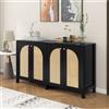OLIVIBED Credenza con 4 Ante a ratti, credenza con Maniglie in Metallo, armadietto Multiuso con vano portaoggetti e ripiano Regolabile, per Soggiorno, Sala da Pranzo, Cucina, 145 x 40 x 80 cm, Colore