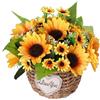 HOLIDYOYO Bonsai Finto Di Girasole 9 Pollici Pianta Artificiale in Vaso Per Arredamento Casa Ufficio Scrivania E Davanzale Decorazione Di Fiori Artificiali