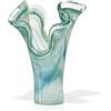 Tammaro Home Vaso in Vetro di Murano, Vasi Trasparenti da interno, Modello Due Petali Primavera Artigianale (Verde Primavera)