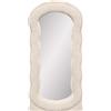Baroni Home Specchio da Parete, Specchio con Cornice Ondulata Imbottita in Tessuto Bouclè, Specchio Decorativo Moderno Soggiorno, Camera da Letto, Corridoio 80x40 cm Beige