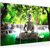 Runa Art Budda Cascata Quadri Soggiorno Grande Verde Feng Shui 120 x 80 cm 3 Pezzi Decorazione Murale 503531a