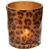 KiaoTime Portacandele in vetro Tealight Stand Cup Fragrance Warmer Leopard Print Votive Candeliere Portacandele Desktop Centrotavola per la casa Matrimonio Anniversario Decorazione da tavolo