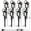 Lam(MS)pen 8 luci da giardino Faretto da giardino a LED bianco caldo Illuminazione 24V 24W da giardino a LED con picchetto da terra Lampada da giardino 2100LM 26 m IP65 di cavo per esterno prato da giardino