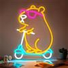 Flixyticy Capybara - Insegne al neon a forma di capibara con occhiali da sole in sella a uno scooter, luce LED da appendere, alimentata tramite USB, dimmerabile, per camera da letto, cartoleria, area