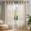 Deconovo Tende per Interni Moderne con Occhielli - 2 Pezzi Eleganti in Voile Effetto Lino, Trasparenti e Morbidi, Filtrano la Luce Naturale, 140x260 cm, Cachi, per Soggiorno e Camera da Letto