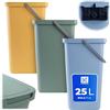KADAX Set di 3 pattumiere in plastica con coperchio e manico, pattumiera da 25 l, con coperchio e manico, pattumiera con coperchio ribaltabile (verde, giallo, blu)