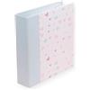 Craftelier - Album di cartone con motivo a cuori (6 x 8) | 2 anelli a D in metallo bianco | Copertina rigida e resistente | Dimensioni 22,5 x 23 x 6 cm - Colore bianco e blu pastello