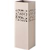 Baroni Home Portaombrelli Quadrato in Metallo con Intaglio Rettangolare Fiori 15.5X15.5X49 cm con Gancino e Vaschetta Scolapioggia Rimovibile, Grigio Tortora