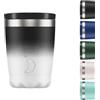 Chilly's Original Tazza da caffè - Tazza Termica da Viaggio per Bevande Fredde e Calde - con Coperchio - Tazza Isolata Sottovuoto a Doppia Parete - Acciaio Inox - Nero Sfumato, 340ml