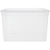 VIRSUS Contenitore Multiuso Trasparente, misura 56x38,5x29 cm e capacità 43Lt, porta biancheria, coperchio chiusura a scatto, box salvaspazio impilabile armadio, accessori -672F