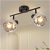 CBJKTX Lampada da soffitto nera Faretto da soffitto 2 fiamme - 350° girevole soffitto Spot fumo grigio E14 vetro soffitto Faretto lampada corridoio vintage per camera da letto corridoio cucina