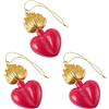 Baroni Home Set 3 Pendenti Sacro Cuore con Fiamma Ex Voto in Resina, Ciondolo Cuore Decorativo Oro e Rosso, Addobbo Natalizio, Decorazione Albero di Natale, Idea Regalo Originale 5x9x1 cm
