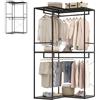HOMASIS Stand Appendiabiti Angolare, Attaccapanni da Terra con 3 Ripiani Aperti, 4 Barre Portabiti, Guardaroba Industriale con Struttura in Metallo per Ingresso e Camera da Letto, 100 x 100 x 200 cm
