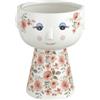 Baroni Home Vaso Pop, Soprammobile Moderno Dipinto a Mano, Statuetta da Interno o Esterno 13x13x18 cm (Vestito Fiori Rose)
