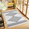 TAPISO Azteca Tappeto Cotone Salotto Double-Face Vintage con Nappe Intrecciate Pelo Corto Motivo Moderno Geometrico Astratto Lavabile Nero Panna Cucina Sala Bagno Oeko-Tex 160 x 230 cm
