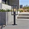 Licht-Erlebnisse Lampada da sentiero vintage nera in alluminio effetto legno E27 IP44 H:50 cm piccola lampada da esterno a terra illuminazione da giardino illuminazione da sentiero lampada da esterno a piedistallo