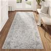 TAPISO Valley Tappeto per Corridoio Vintage Pelo Corto con Motivi Ornamentali Grigio - Elegante Runner per Soggiorno, Camera da Letto, Sala da Pranzo - Design Moderno, Facile da Pulire - 80 x 300 cm