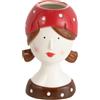 Baroni Home Vaso Decorativo in Ceramica Dipinta a Mano per Fiori e Piante, da Interno e da Esterno, 8x8x13 cm (Berretto Rosso a Pois)