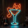 BEISKAFNVSZ Cocktail Gatto Neon Personalizzata Cocktail Forma Gatto USB Luminosa LED Parete Anime Neon Gattino Dimmerabile per Casa Hotel Bar Regali per Feste