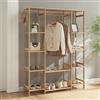 [en.casa] Stand Appendiabiti Armadio Aperto per Guardaroba Organizzatore con Barra Porta Abiti r Ripiani Struttura Aperta in Bambù 165 x 122 x 35 cm