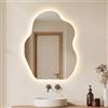 COSTWAY Specchio Irregolare Bagno con Luce 70 x 50 cm, Specchio Retroilluminato Bagno LED con Antiappannamento, Dimmerabile, 3 Colori Luce, Funzione Memoria, IP44, HD Vetro Temperato