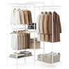 COSTWAY Stand Appendiabiti, Mobile Convertibile per Abiti con Installazione a L e Orizzontale, Appendiabiti con 7 Ripiani Regolabili in Filo Metallico e 4 Bastoni Appendiabiti, Portata 530 kg (Bianco)
