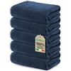 Ôhm Lavette Bagno 30x30 cm in Cotone 500 g/m² Blu scuro - Asciugamani Viso e Bidet Morbidi e Assorbenti - Asciugamani Piccoli per Mani Ospiti - OEKO TEX Set 5 Lavette Bagno