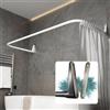 Erica Tubo Tenda Doccia a U - 70x165x70cm - Senza Forare - Bastone per Tenda Doccia Angolare senza Supporto Soffitto - Rivestimento in Plastica senza PVC (Bianco + Fissaggio Adesivo)