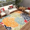 TAPISO Patio Tappeto da Esterno Beige Multicolore Colorato Fiori, Resistente alle Intemperie e Facile da Pulire, Anti-UV - Ideale per Terrazza, Balcone e Giardino 180 x 270 cm