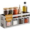 Avilia - Organizer in Acciaio con 4 Contenitori Estraibili - Supporto Multiuso con Ripiano Superiore - Portaspezie e Porta Minuteria da Parete o Appoggio - Portata 10 kg - 35x10,5x12 cm