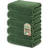Ôhm Lavette Bagno 30x30 cm in Cotone 500 g/m² Verde abete - Asciugamani Viso e Bidet Morbidi e Assorbenti - Asciugamani Piccoli per Mani Ospiti - OEKO TEX Set 5 Lavette Bagno