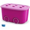 VIRSUS Contenitore Porta Giochi Multiuso 8557, misura 58x38,5x32 cm, scatola porta giocattoli con ruote e coperchio chiusura a scatto, box salvaspazio per Bambini (Rosa)