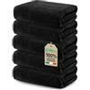 Ôhm Lavette Bagno 30x30 cm in Cotone 500 g/m² Nero - Asciugamani Viso e Bidet Morbidi e Assorbenti - Asciugamani Piccoli per Mani Ospiti - OEKO TEX Set 5 Lavette Bagno