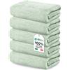 Ôhm Lavette Bagno 30x30 cm in Cotone 500 g/m² Salvia - Asciugamani Viso e Bidet Morbidi e Assorbenti - Asciugamani Piccoli per Mani Ospiti - OEKO TEX Set 5 Lavette Bagno