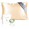 townssilk Federa seta cuscino,100% naturale seta di gelso 19momme,doppia faccia,benefica per capelli e pelle,ipoallergenica,cerniera nascosta,1 pz,40x70cm,Oro champagne