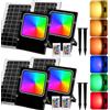 Aigostar 100W Faro LED Esterno RGB con Telecomando, 8000mAh Batteria di Grande Capacità e Pannello Solare. Faretti Solari Esterno per Interni, Giardini, Cortili, Portici, Impermeabile IP66, 4 pezzi
