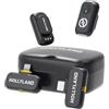 Hollyland LARK A1 Combo - Mini microfono wireless per iPhone e Android (2 TX + RX USB-C + RX Lightning + custodia di ricarica), microfono magnetico per YouTube, TikTok, podcast, vlogging (Nero)